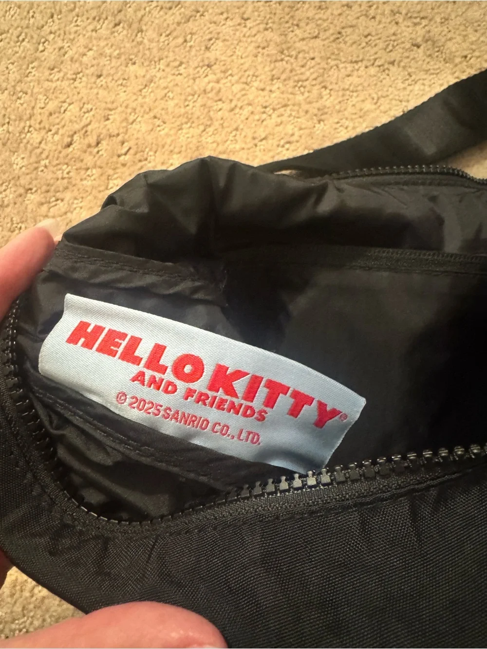BAGGU x Hello Kitty Western Medium Nylon Crescent Bag Black